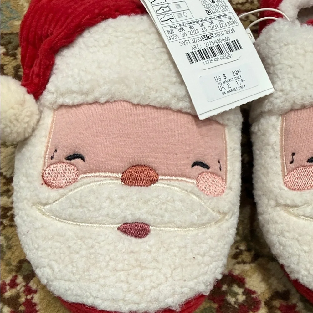 Zara Kids Santa Slippers - Red and White
